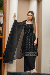 Chic Georgette Kurta Set with Designer Sequins and Dupatta