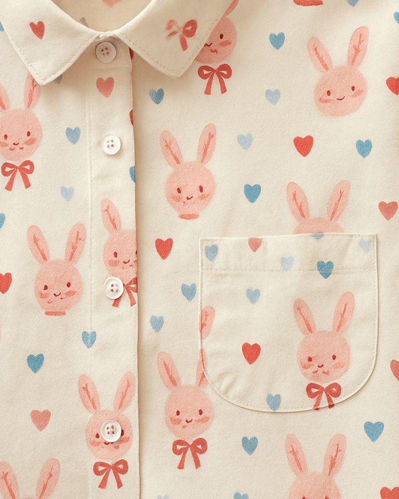 Amora Bunny Print Rayon Shirt