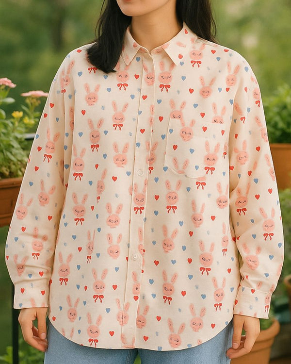 Amora Bunny Print Rayon Shirt