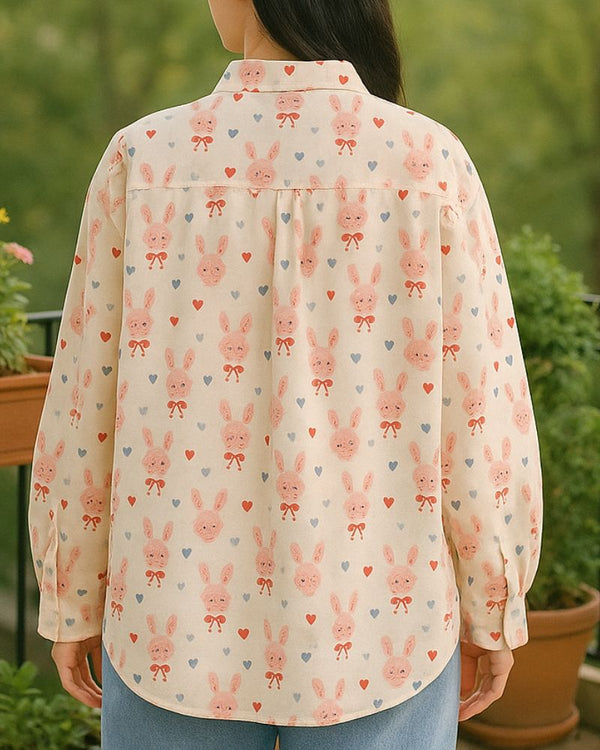 Amora Bunny Print Rayon Shirt