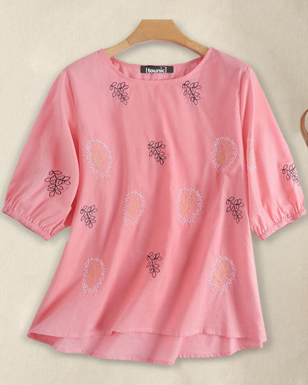 BlushPetal Embroidered Tunic