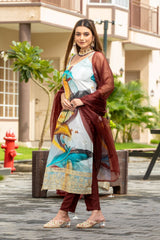 Feather Inspired Embroidered Kurta Set