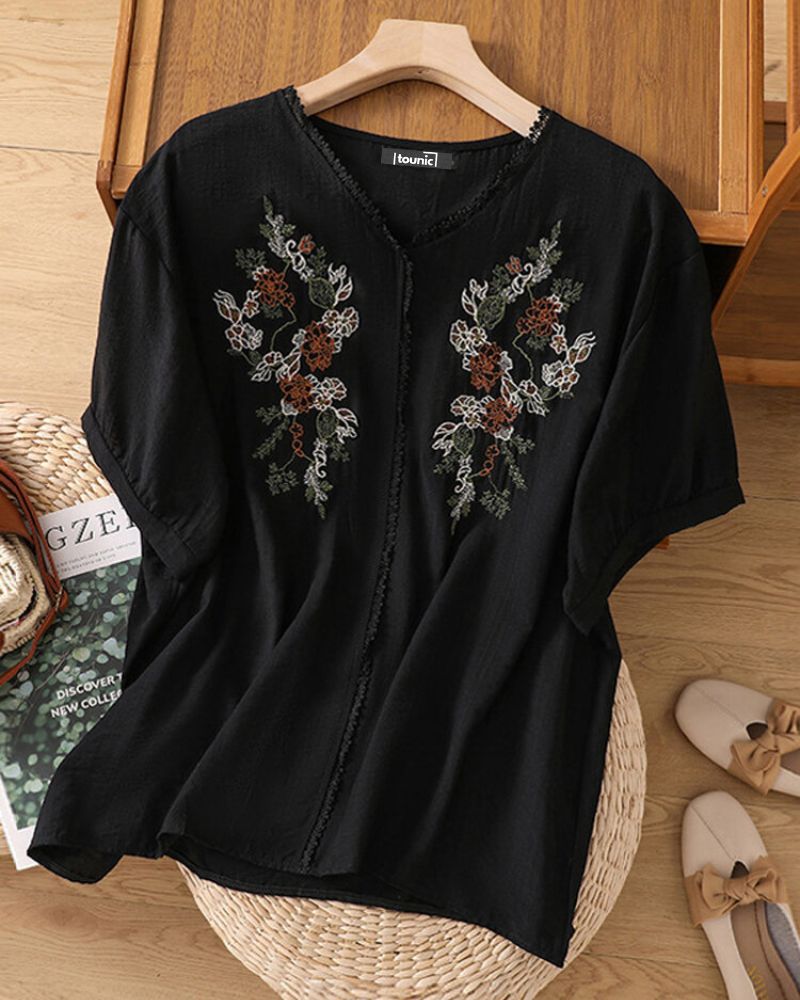 Dusky Flora Embroidered Shirt