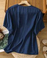  Elegant Embroidered Navy Blue Blouse