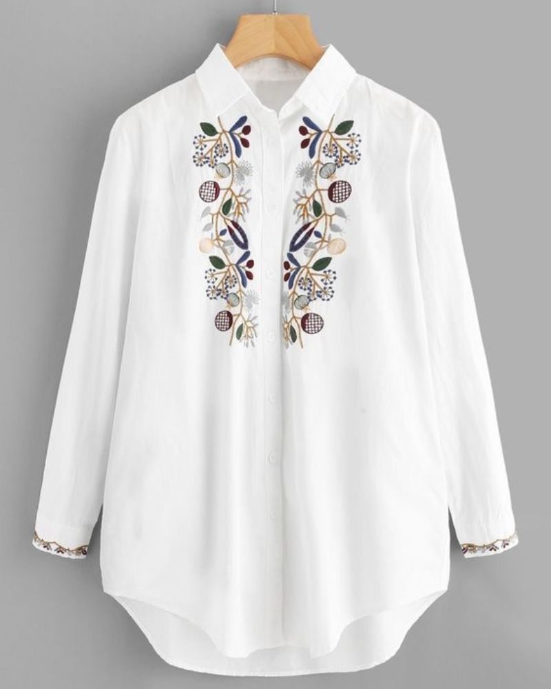  Floral Vine Embroidered Blouse 