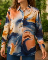 Radiance Marble Print Rayon Shirt