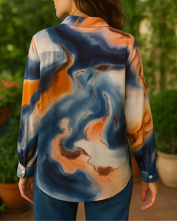 Radiance Marble Print Rayon Shirt