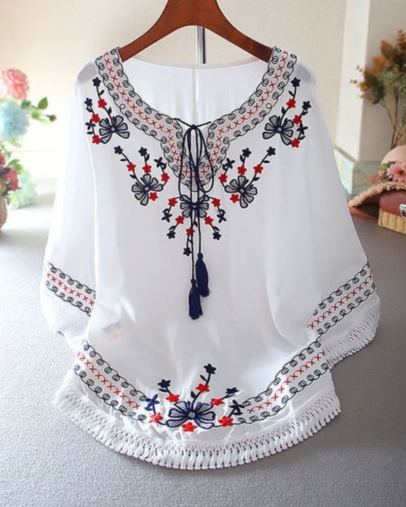 Nautical Bloom Poncho Top