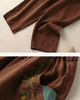 Women's Rich Brown Embroidered Palazzo Pant
