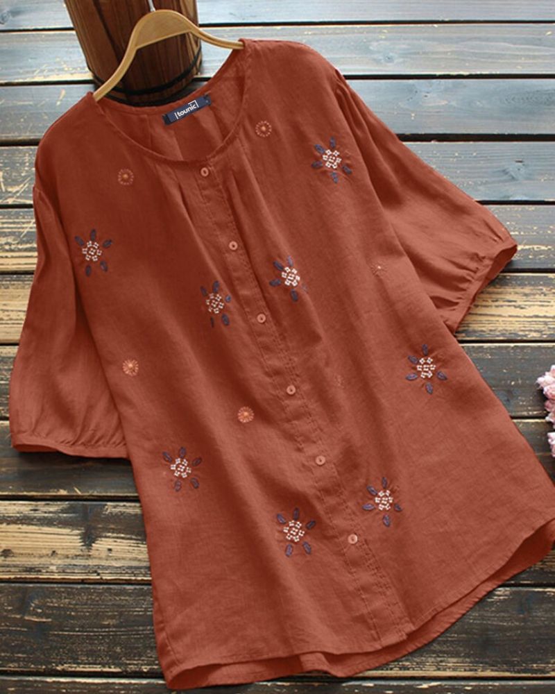 RustBloom Embroidered Tunic