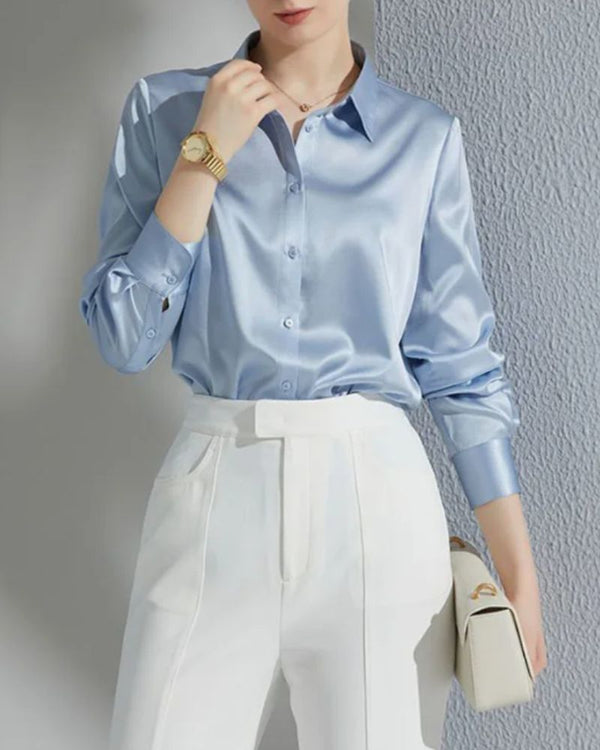 Papachief Sky Blue Satin Shirt