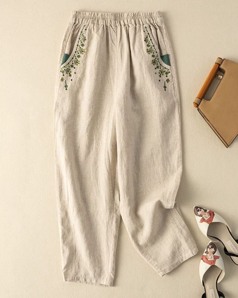 Women's Light Beige Cotton Palazzo Pant
